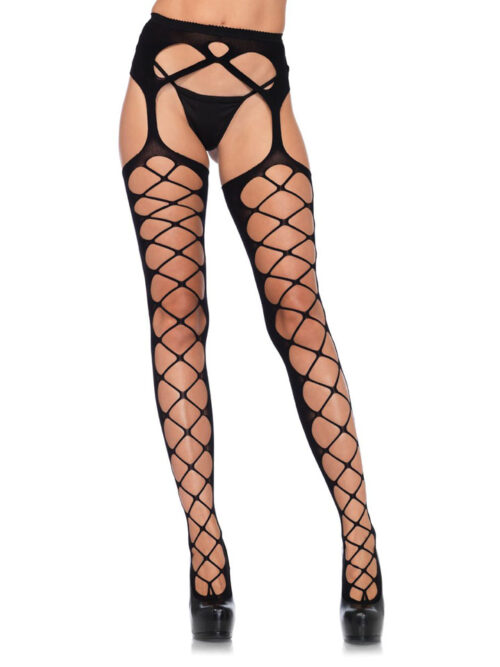 diamond-net-opaque-stockings-with-attached-garter-black-one-size-img1