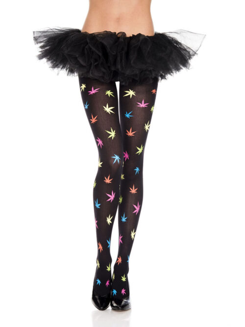 multicolor-leaf-print-pantyhose-one-size-img1