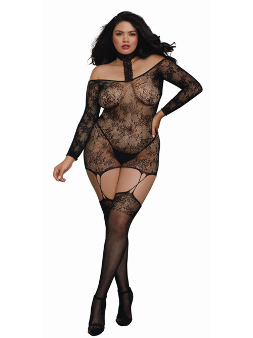 plus-size-black-lace-garter-dress-with-choker-and-attached-stockings-img2