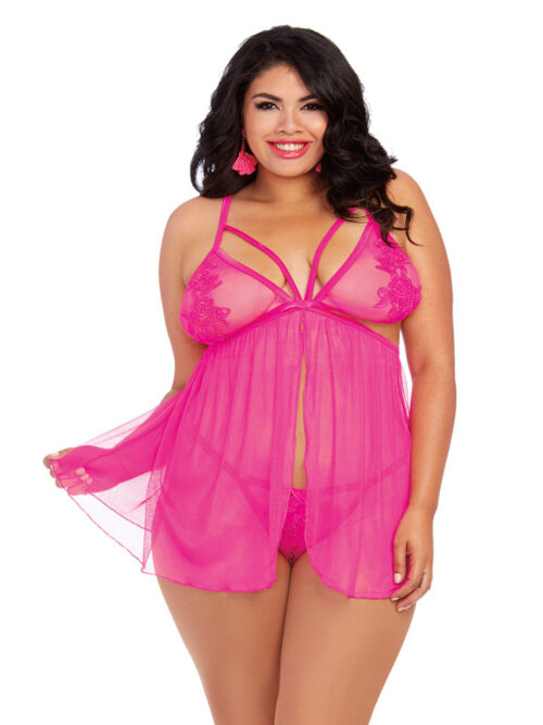 plus-size-mesh-fly-a-way-front-babydoll-g-string-hot-pink-img2