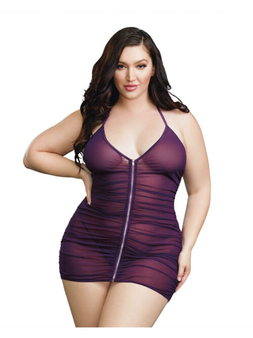 plus-size-plum-sexy-stretch-sheer-zipper-chemise-with-g-string-img2
