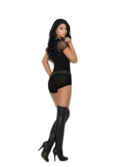 short-sleeve-opaque-and-fence-net-romper-one-size-black-img1