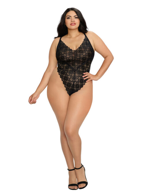 black-lace-teddy-bodysuit-with-sheer-mesh-long-skirt-plus-size-img2